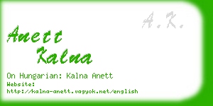 anett kalna business card